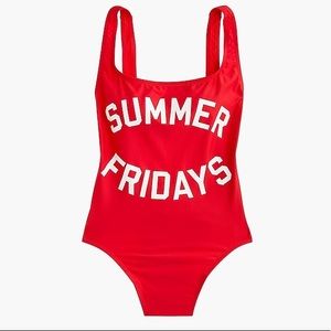 J. Crew Summer Fridays Red One Piece Swimsuit